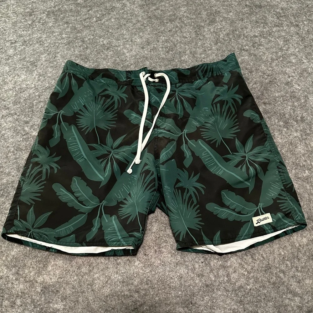 Bather Swim Trunks Mens‎ 32 Tropical Palm Leaf Board Shorts Pocket Huckberry